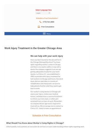 Work Injury Treatment in the Greater Chicago Area