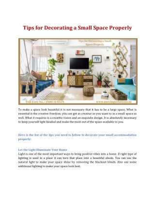 Tips for Decorating a Small Space Properly