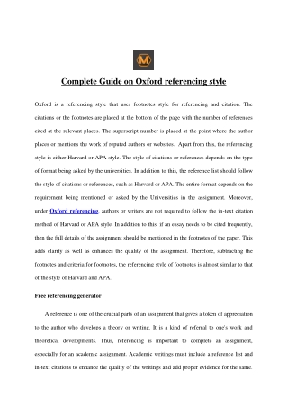 Complete Guide on Oxford referencing style