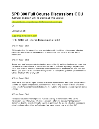 SPD 300 Full Course Discussions GCU