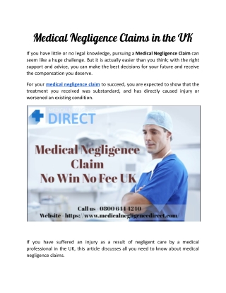 Medical Negligence claims in the UK | Medical Negligence Solicitors