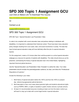 SPD 300 Topic 1 Assignment GCU