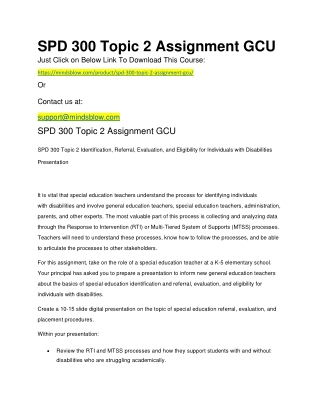 SPD 300 Topic 2 Assignment GCU