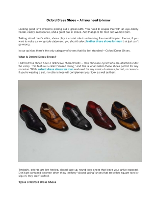 Oxford Dress Shoes – All you need to know