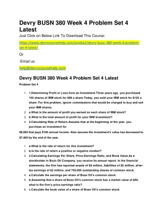 Devry BUSN 380 Week 4 Problem Set 4 Latest