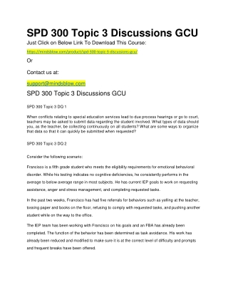 SPD 300 Topic 3 Discussions GCU