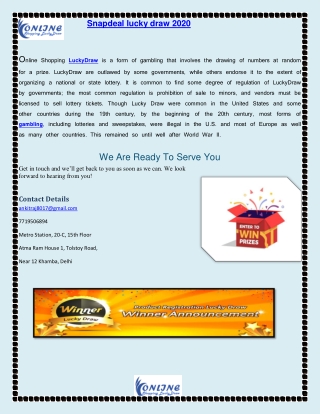 Snapdeal lucky draw 2020