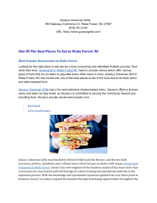 Places To Eat in Wake Forest, NC
