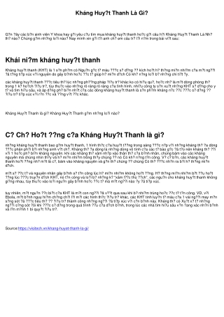 Kháng Huyết Thanh Là Gì?