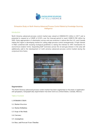 Exhaustive Study on North America advanced process control market by Knowledge Sourcing Intelligence