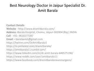 Best Neurology Doctor in Jaipur Specialist Dr. Amit Barala