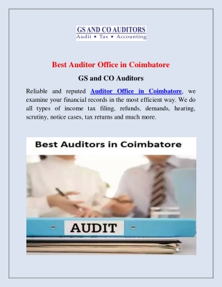 Best Auditor Office in Coimbatore | GS and CO Auditors