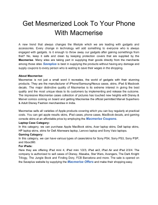 Get Mesmerized Look To Your Phone With Macmerise