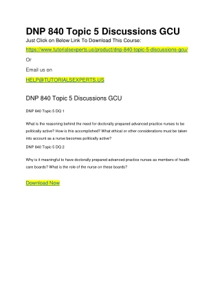 DNP 840 Topic 5 Discussions GCU