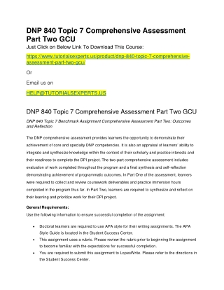 DNP 840 Topic 7 Comprehensive Assessment Part Two GCU