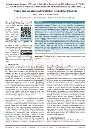 Study and Analysis of Insulator used in Substation