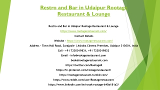 Restro and Bar in Udaipur Rootage Restaurant & Lounge