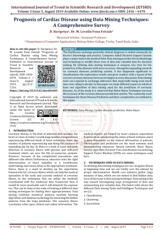 Prognosis of Cardiac Disease using Data Mining Techniques A Comprehensive Survey