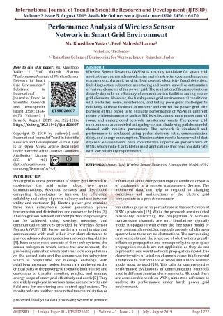 Performance Analysis of Wireless Sensor Network in Smart Grid Environment