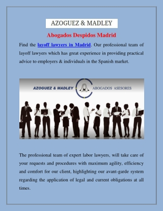 Abogados Despidos Madrid | AZOGUEZ & MADLEY