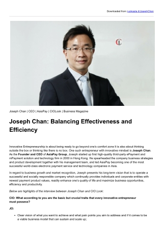 Balancing Effectiveness and Efficiency | Joseph Chan | AsiaPay