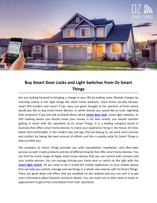 Buy Smart Door Locks and Light Switches from Oz Smart Things