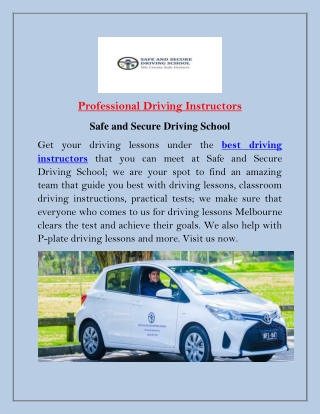Best Driving Instructors | Safe and Secure Driving School