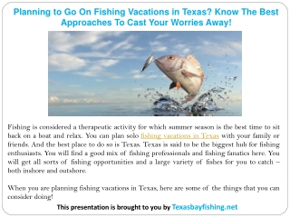 Planning to Go On Fishing Vacations in Texas? Know The Best Approaches To Cast Your Worries Away!