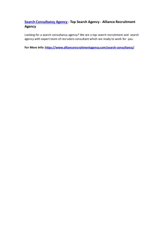 Search Consultancy Agency - Top Search Agency - Alliance Recruitment Agency