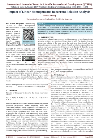 Impact of Linear Homogeneous Recurrent Relation Analysis