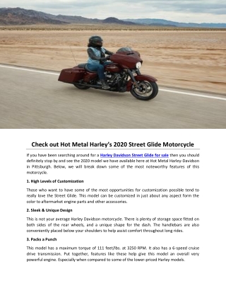 Check out Hot Metal Harley’s 2020 Street Glide Motorcycle