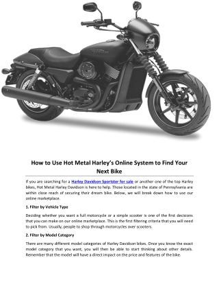 How to Use Hot Metal Harley’s Online System to Find Your Next Bike