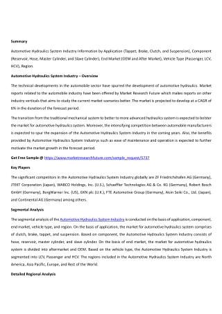 Automotive Hydraulics System Industry