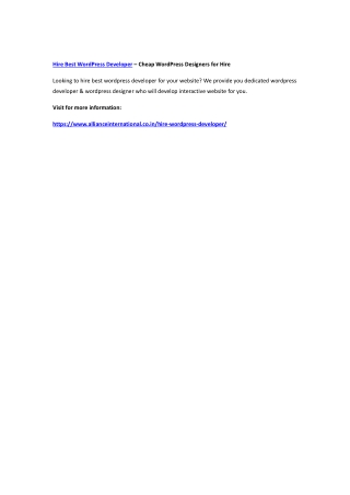 Hire Best WordPress Developer – Cheap WordPress Designers for Hire