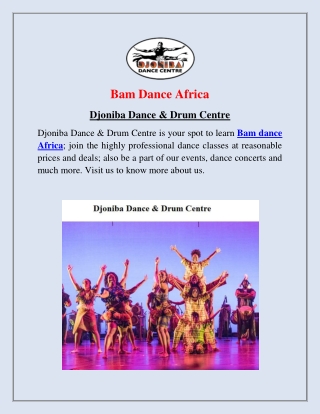 Learn Bam Dance Africa | Djoniba Dance & Drum Centre