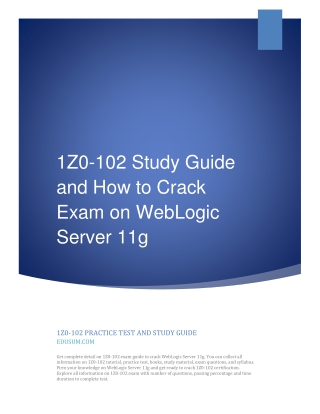 1Z0-102 Study Guide and How to Crack Exam on WebLogic Server 11g