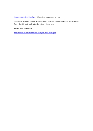 Hire expert php Zend Developer – Cheap Zend Programmer for Hire