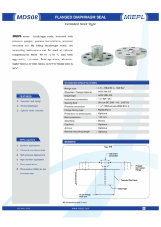 MDS03 Threaded Diaphragm Seal - High Pressure Mini Seal