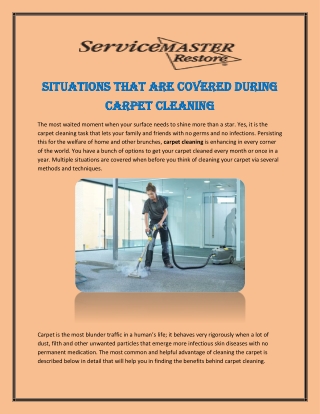 Situations That Are Covered During Carpet Cleaning