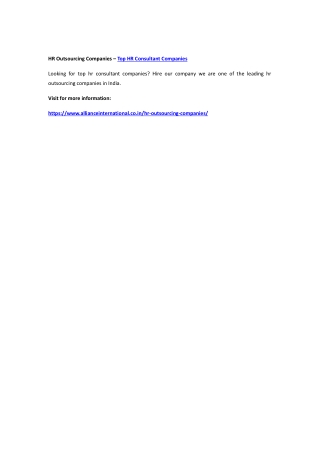HR Outsourcing Companies – Top HR Consultant Companies