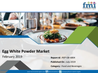 Egg White Powder Market to Register High Revenue Growth at ~11% CAGR During 2019 - 2029