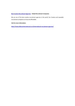 Best Creative Recruitment Agencies – Global Recruitment Companies