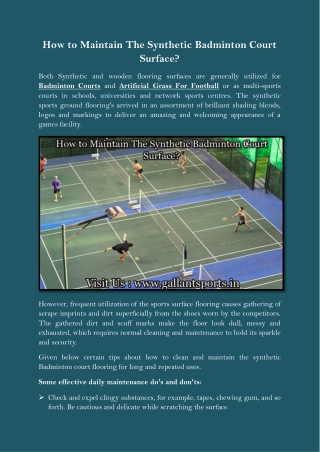How to Maintain The Synthetic Badminton Court Surface?