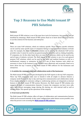 Top 3 Reasons to Use Multi tenant IP PBX Solution