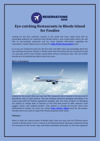 Eye-catching Restaurants in Rhode Island for Foodies