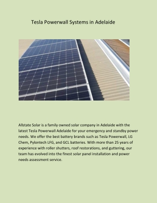 Tesla Powerwall Systems in Adelaide