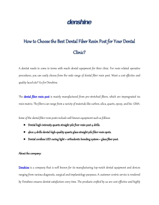 How to Choose the Best Dental Fiber Resin Post for Your Dental Clinic