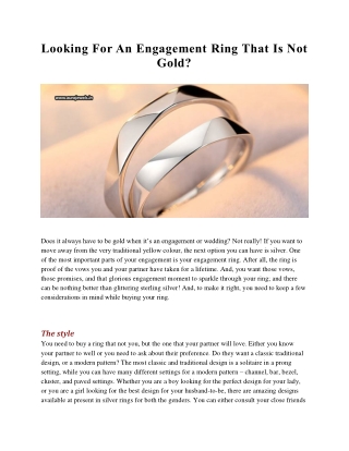 Looking For An Engagement Ring That Is Not Gold? - Aura Jewels