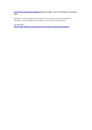 Expert Virtual Assistant For Wordpress Web Developer - Hire VA for Wordpress, Shopify & More