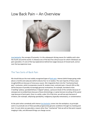 Low backache | Lower back-pain | pain clinic